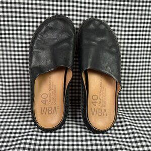 VIBA Black Leather Mules